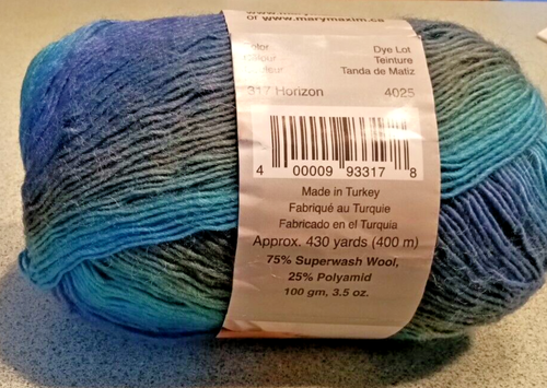 Mary Maxim Step It Up Sock Yarn Horizon Superwash Wool 430 yds 100 gm 3.5oz - Picture 3 of 3