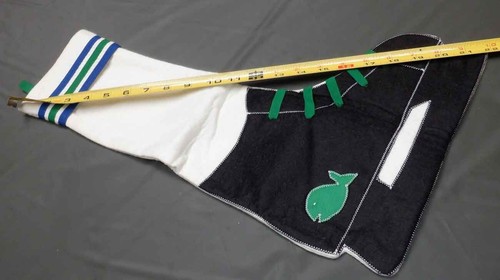 Christmas Stocking Blue Green Handmade 21-3/4" L Whalers Ice Skating / Hockey - Picture 5 of 6