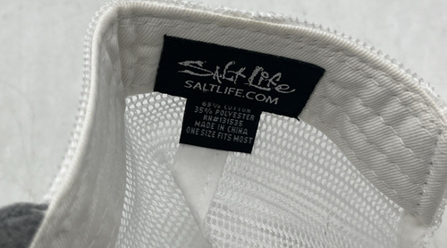 Salt Life Men's Hat Gray White Size OSFM Embroidered Logo Polyester Blend - Picture 5 of 6