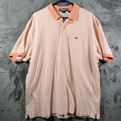 Camisa polo de golf Vineyard Vines a rayas para hombre talla L grande naranja - Imagen 2 de 7