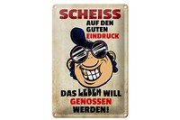 Blechschild Spruch 20X30 Cm Scheiß Auf Den Guten Eindruck Deko Schild Tin Sign