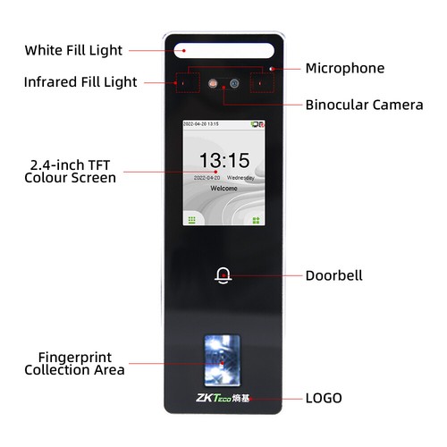 ZKTeco nFace260 ID/IC/ADMS/WiFi Huella Dactilar Reconocimiento Facial Tiempo Asistencia - Imagen 7 de 18