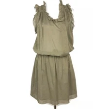 Isabel Marant Etoile Womens Cotton Linen Blend Sleeveless Dress Sz 0 Olive Green