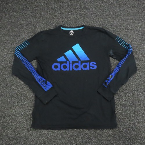 Adidas Shirt Youth XL Extra Large Black & Blue Long Sleeve Casual Boys