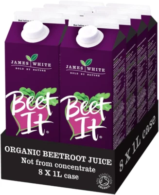 Beet It Organic Beetroot Juice 8 x 1L, Natural Nitrate Energy Drink for Sports