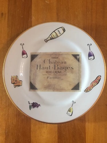 Rosanna 8" Plates Wine Chateau Haul-Bages & Lafaurie-Peyraguey Set Of 2 Italy - Picture 2 of 10