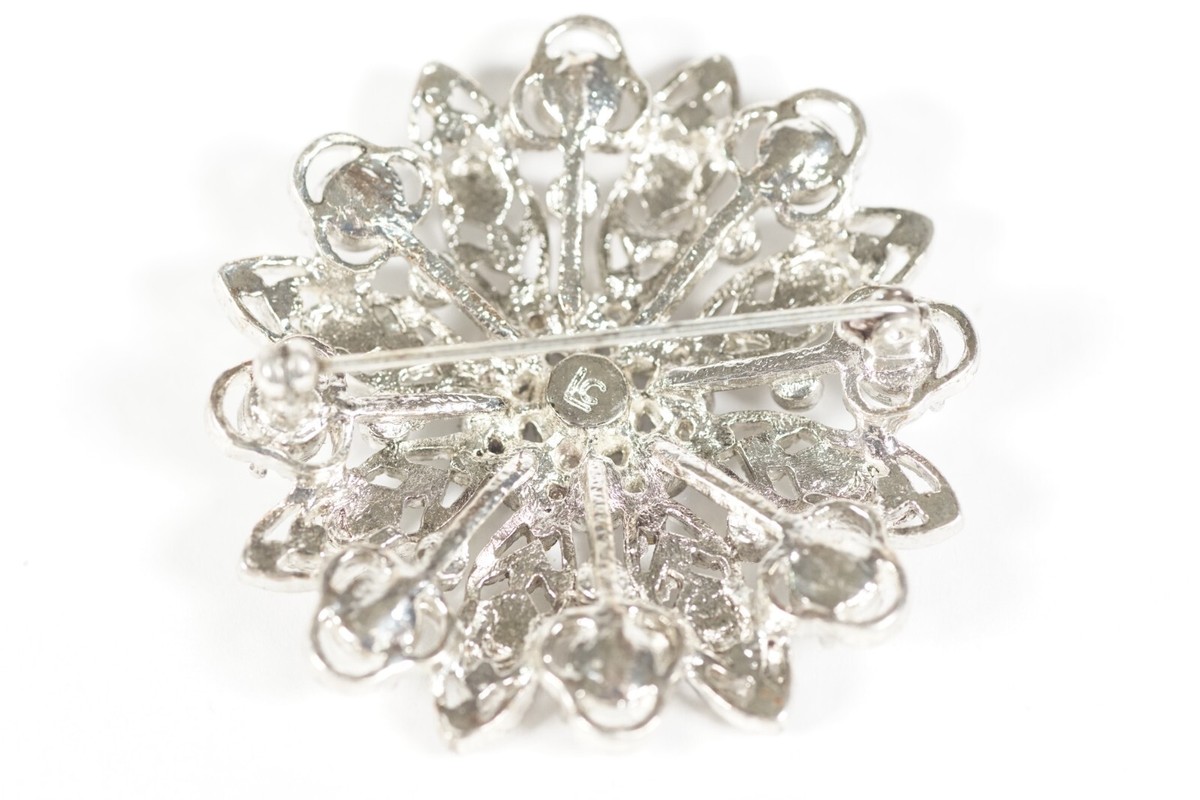 1970's Liz Claiborne Floral Brooch, Carnival Glass