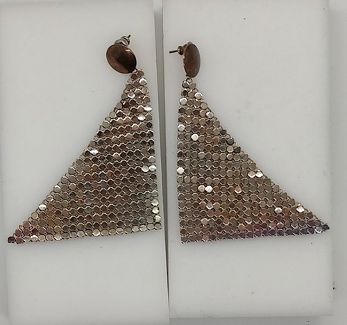 Vintage Shoulder Duster Mesh Earrings 3.75" - Picture 6 of 13