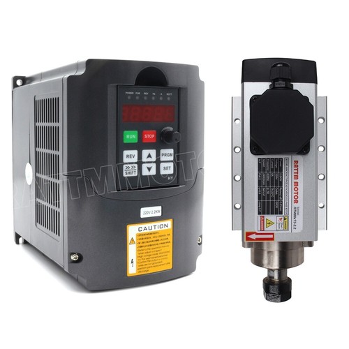【US】Square 2.2KW ER20 CNC Router Air cooling Spindle Motor + HUAN YANG Inverter - Picture 1 of 7