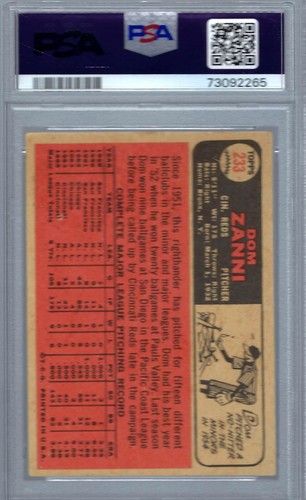 1966 Topps Venezuela #233 PSA 6 Dom Zanni rot 233 schön! - Bild 2 von 2
