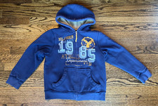 Tommy Hilfiger Boys Blue/Tan Sherpa Lined Hoody Zip Jacket US M 8-10 Youth