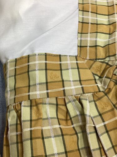 CUSTOM MADE Bedskirt & SHAM High End Twin Size 15" Drop Gold Green Plaid - Picture 3 of 10