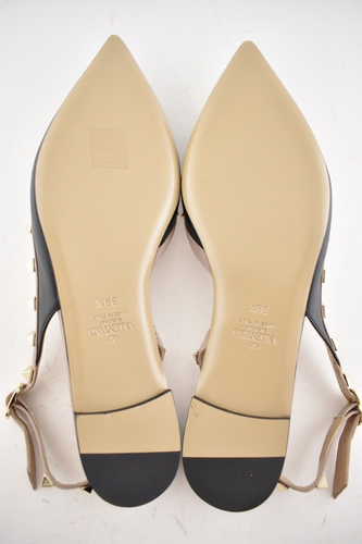 Valentino Rockstud Black Nude Stud Pointed Slingback Ballet Ballerina Flat 38.5 - Picture 12 of 12