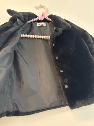 Epic Threads Girls Black Fuzzy Faux Fur Coat Button Up Jacket Size 5 Event Dress - Picture 4 of 6