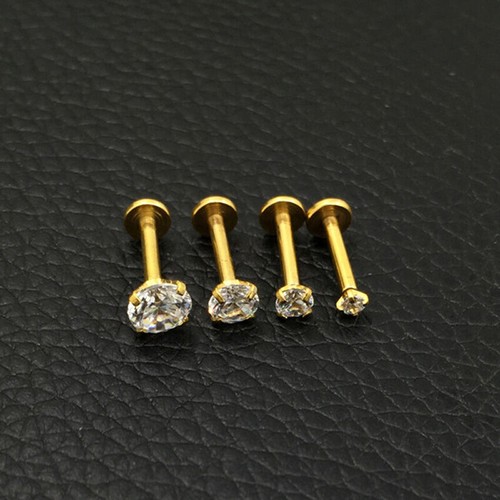 16G Gem Forward Helix Tragus Ear Studs Cartilage Earrings Labret Bar Piercings - Picture 7 of 46