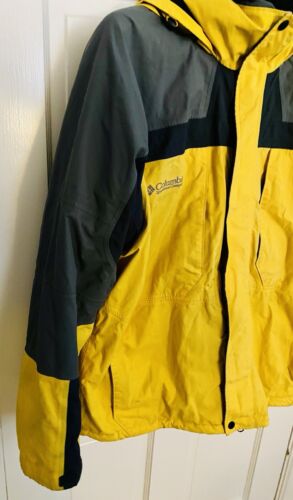 Columbia Omni Tech Titanium Jacket Men's Large Yellow Outdoor Hooded Coat - Picture 4 of 9