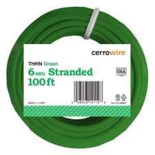100 ft. 6 Gauge Green Stranded Copper THHN Wire