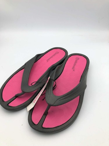 Bobbie Brooks Black Toe Strappy Rubber Pink Sandals Slides Women’s - 第 6/6 張圖片