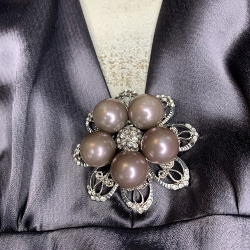 Vtg 90s ABS Allen Schwartz Halter Dress Mini Metallic Grey Marilyn Silky Size 2 - Picture 6 of 9