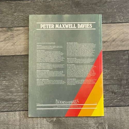 The RainBow Peter Maxwell Davies Conductors Score Boosey & Hawkes - Picture 3 of 10