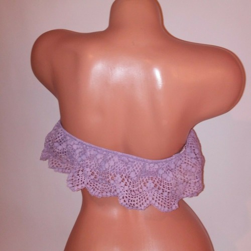 Victoria Secret Bandeau Bra Bralette Cream Red Floral Lace Flounce Wire Free New - Picture 53 of 64