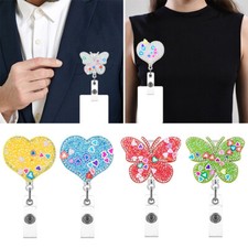 Butterfly Glitter Clip On Retractable Badge Holder Id Name Card Reel Hol х