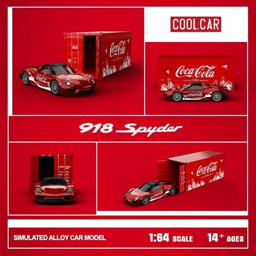 Modellino auto 1:64 Coca Cola Porsche 918 con contenitore pressofuso collezione - Foto 3 di 3
