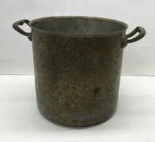 Antique French Heavy Copper Stock Pot Brass Handles Cookware ……[S8-5]