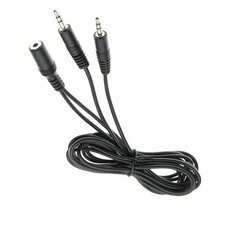 30cm/1.5m/2m Length 3.5mm TRS Female to 2x3.5mm TRS Male Adapter Cord Stereo