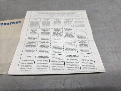 🔥 1994 U.S. United States Sheet of 20 32c CIVIL WAR Stamps Lincoln Grant Lee - Picture 14 of 20