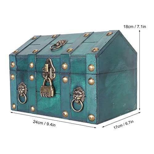 Decorative Wood Treasure Chest Box, Pirate Treasure Chest Storage Box and - Picture 3 of 8