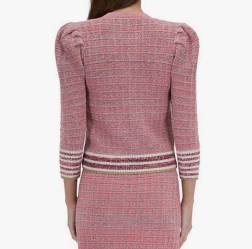 L'Agence Jenni Puffärmel Rosa Waffel Strick Cardigan Blazer Gr. S - Bild 6 von 11