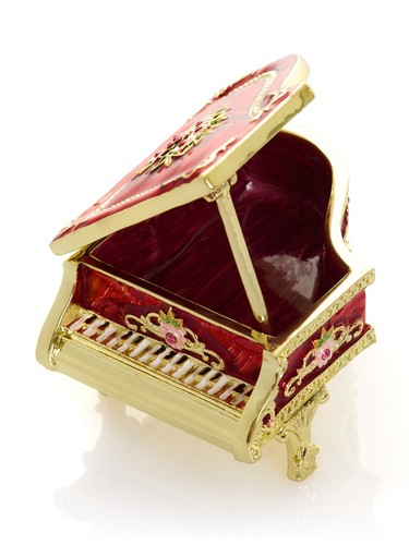 Keren Kopal Red Flowers Piano Trinket box Decorated with Austrian Crystals - Picture 14 of 21