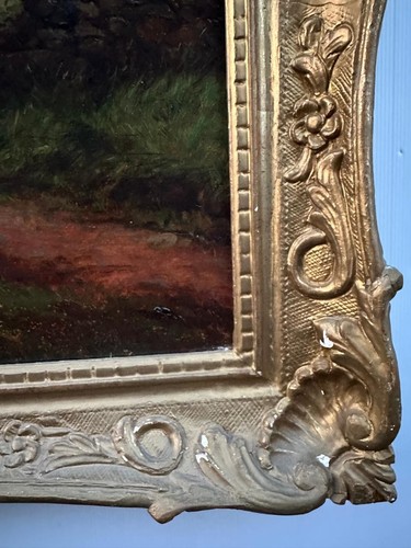 Antique Painting (c. 1900) : A Rest by the Wayside, oil on canvas - Picture 5 of 9
