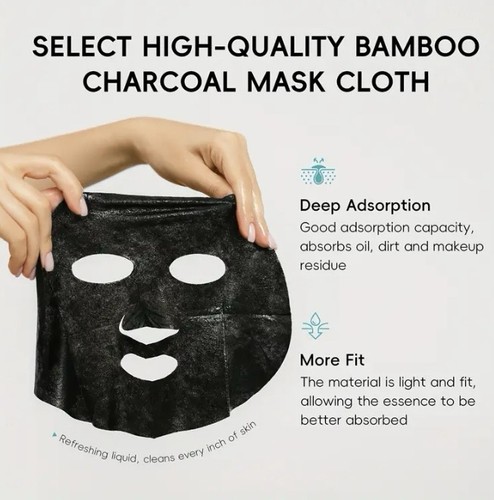 2x Charcoal Face Sheet Mask Hydrating Pore Cleanser Blackhead Remover 30ml - Picture 9 of 9