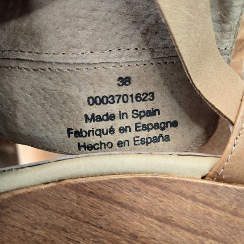 Scarpa Free People zoccoli tacco pelle marrone legno grosso plateau tacco a blocco misura 8 - Foto 12 di 12
