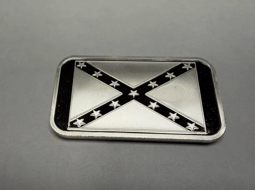 1oz .999 Fine Silver Confederate Flag Art Bar