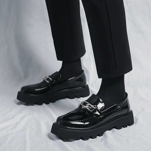 Chaussures décontractées pour hommes en cuir verni à enfiler chaussures Oxford britanniques loisirs robe travail - Photo 7/13