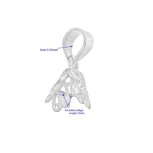 1PC Sterling Silver Butterfly Filigree Pinch Bail Clip Pendant Clasp #97230 - Picture 3 of 3