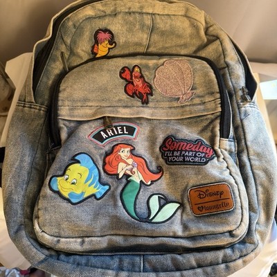 Disney Loungefly Ariel Little Mermaid Flounder Blue Denim  display picture 1