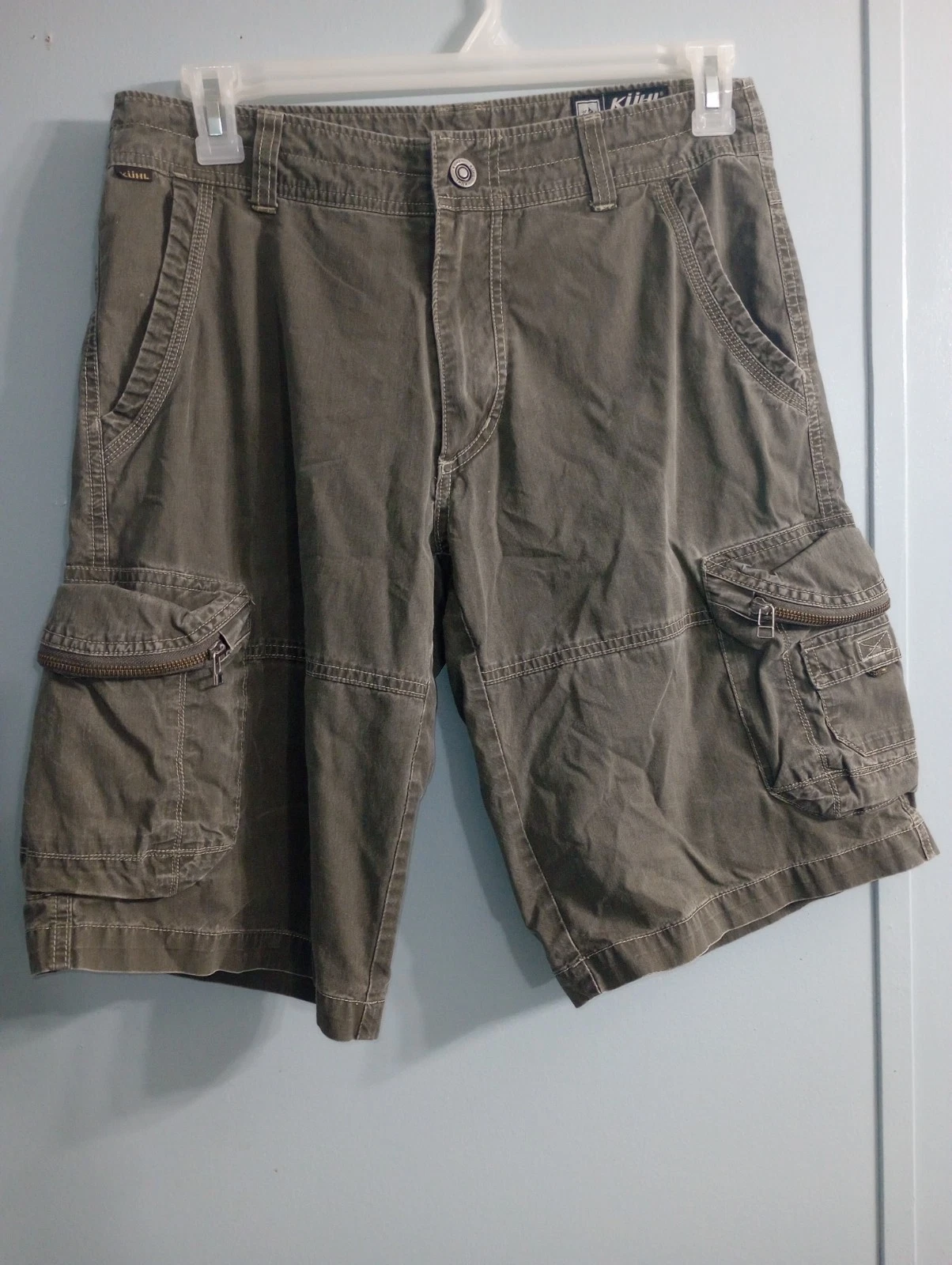 Kuhl Vintage Patina Dye Men's Size 32 Hiking Cargo Shorts Gunmetal Gray