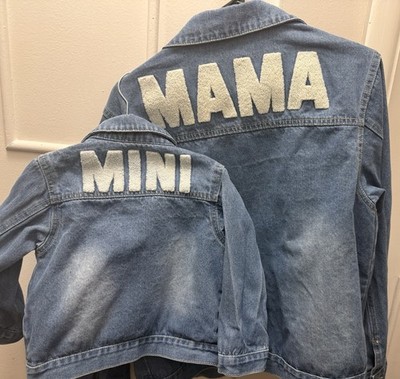 Mom & Me Matching Denim Jackets Mama Mini Sherpa Jean Set Women Small + Child