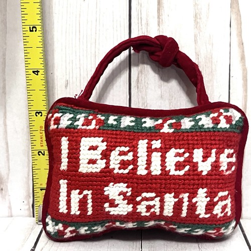 Needlepoint Türhänger "I Believe In Santa" Türhänger/Ornament/Samtrücken - Bild 6 von 6