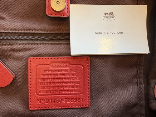 Coach Hadley Signature Canvas braun große Tasche rote Lederakzente F28981 - Bild 5 von 11