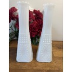 Vintage Milk Glass Vases – Paneled Sunburst Diamond Pattern White Pair Wedding