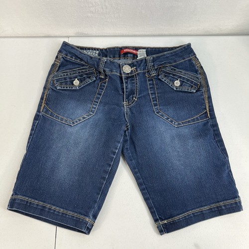 Union Bay Juniors 9 Bermuda Denim Jean Shorts Jorts Street Grunge Vtg Y2K 2000s - Picture 2 of 14