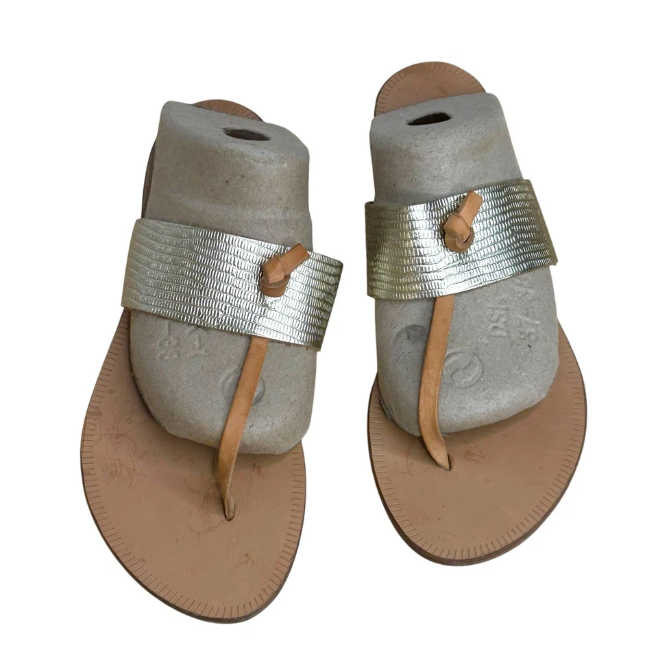 Sandalias Joie a la Plage Bonitas Texturizadas Metálicas Cuero Dorado Talla 39.5 ITL Foto 2 de 4