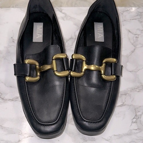 MIA Black Loafers with Gold Accent size 7 1/2 - Picture 2 of 6