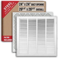 Handua 24x24 Steel Return Air Filter Grille – Removable Door – 1" Filter – White