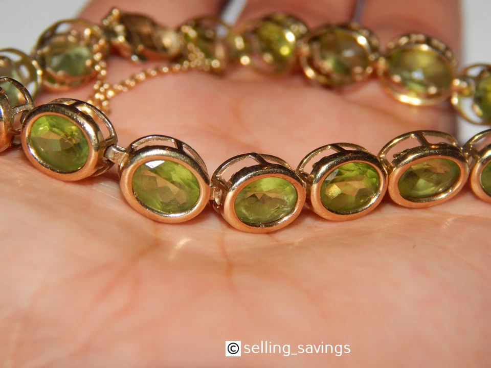 10K YELLOW GOLD PERIDT BEZEL SET TENNIS BRACELET 7.5 INCH -14.2  GRAM - Image 2 of 4